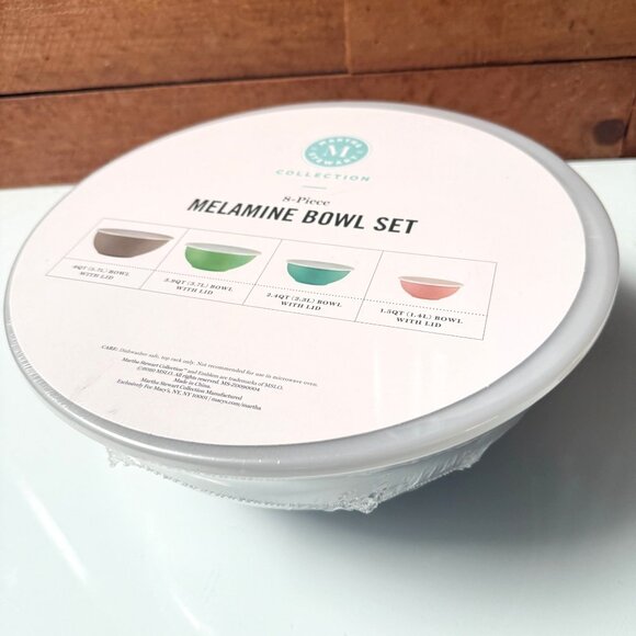 Martha Stewart Collection 8-Piece Melamine Bowl Set Kitchen Light Brand New - Picture 2 of 8